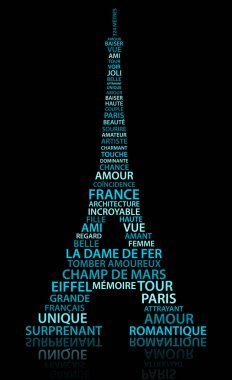 Eiffel tower made from relate words clipart