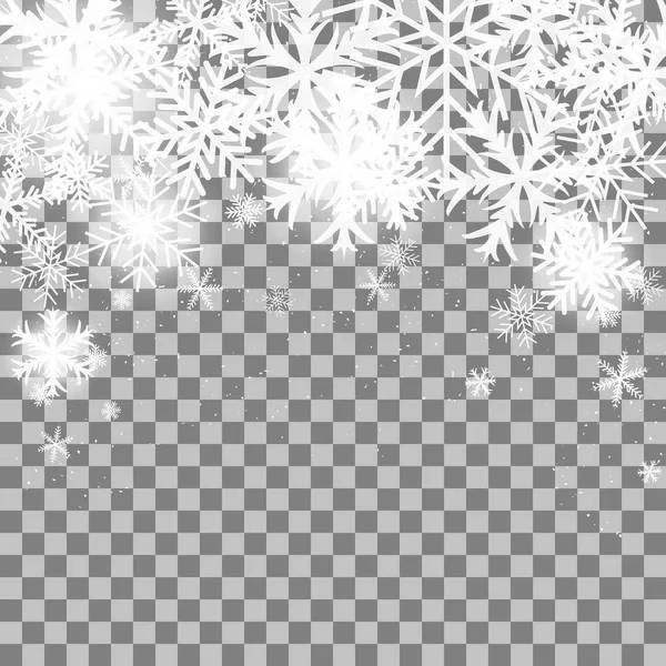 Fond transparent avec flocons de neige — Image vectorielle