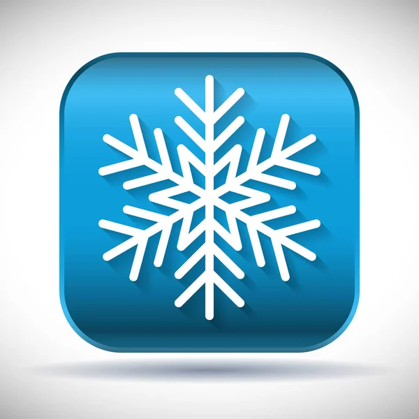 Copo de nieve en botón azul — Vector de stock