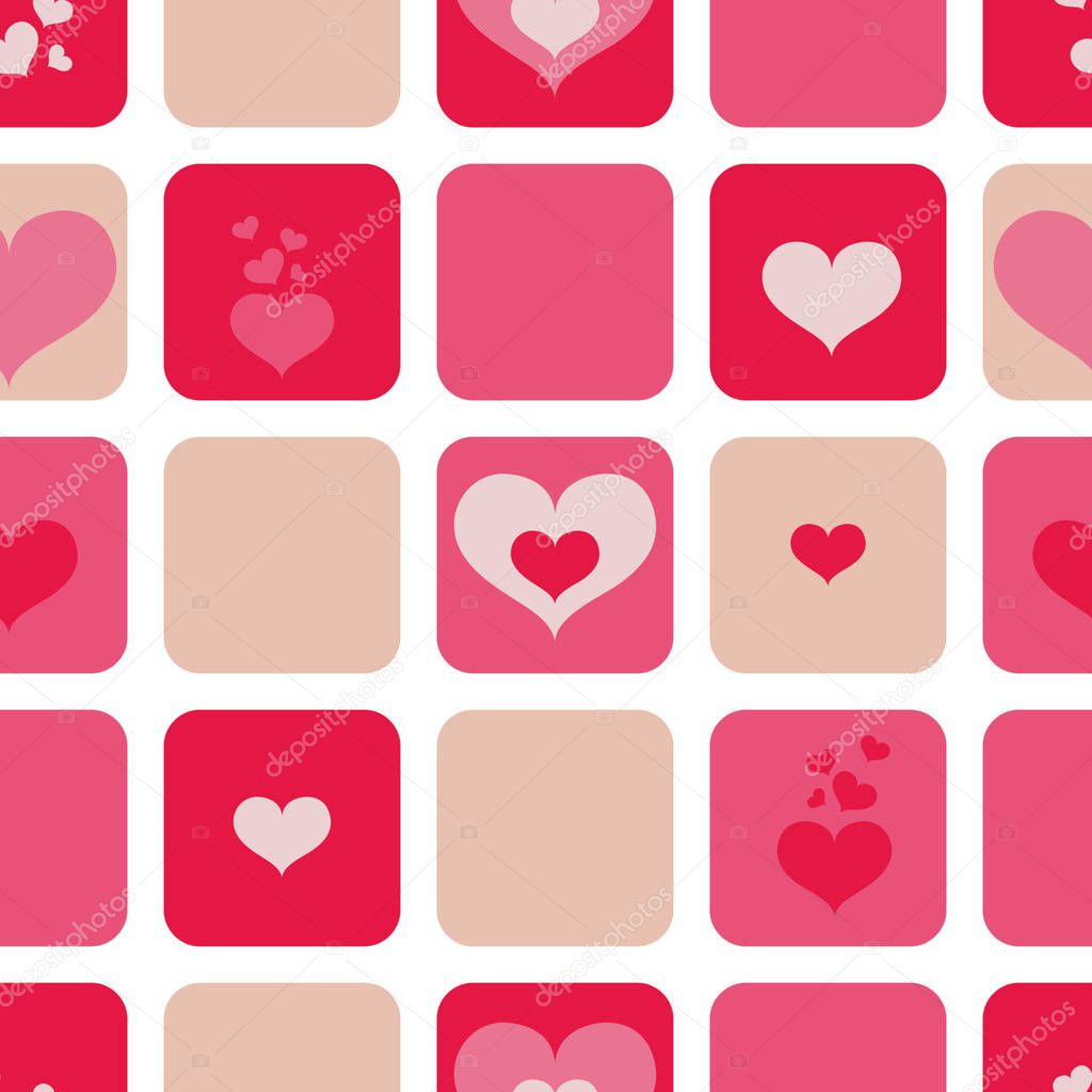 pattern with pink squares and hearts