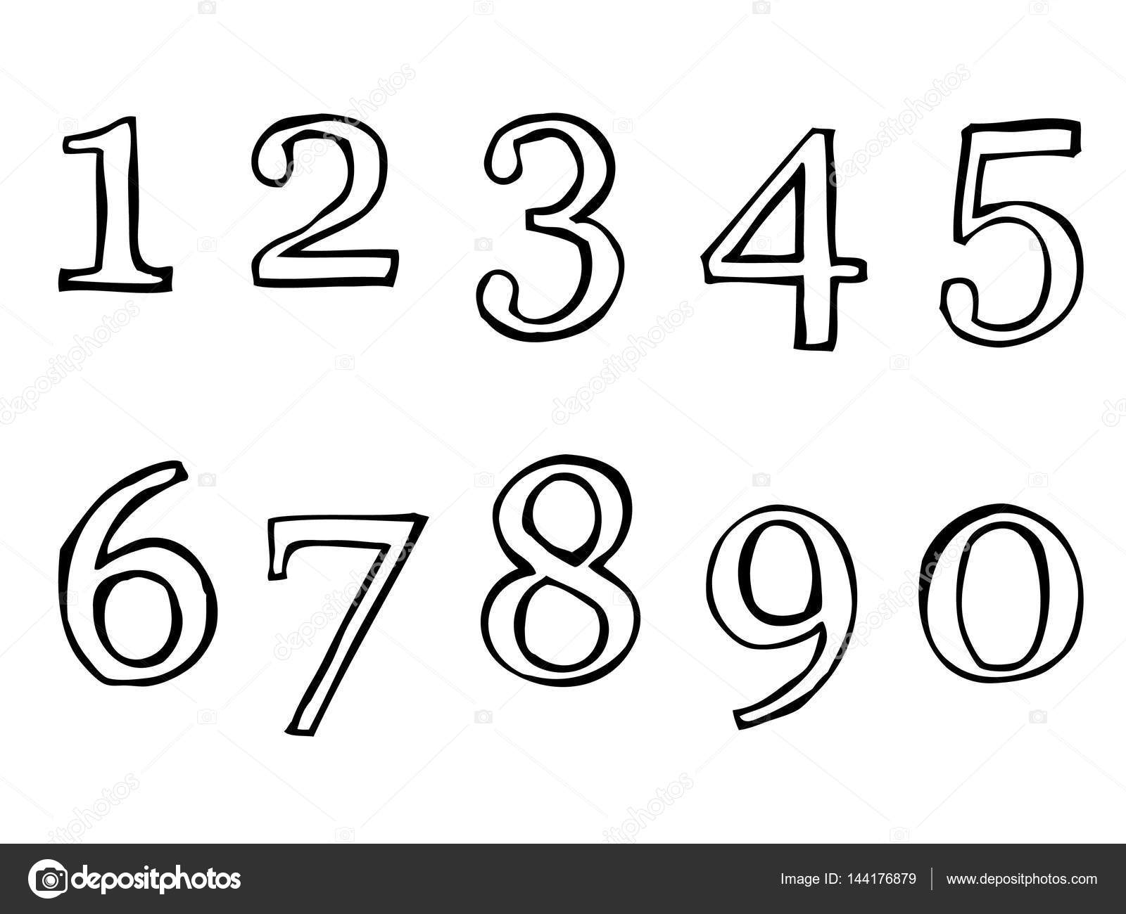 Premium Vector  Number set, hand drawn black numbers with white dotted  line, 1234567890. icons, vector