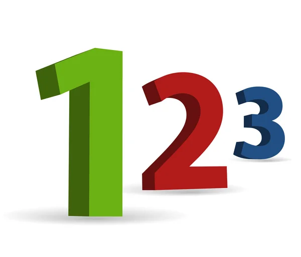 3D numbers: 1, 2 and 3 — Stock Vector