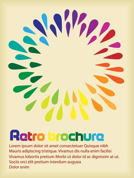 Folleto retro con gotas de arco iris — Vector de stock