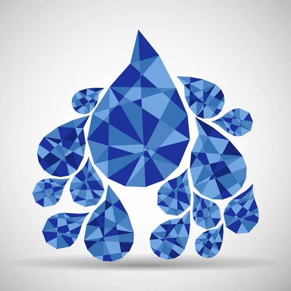 Waterdruppels gemaakt van driehoeken — Stockvector