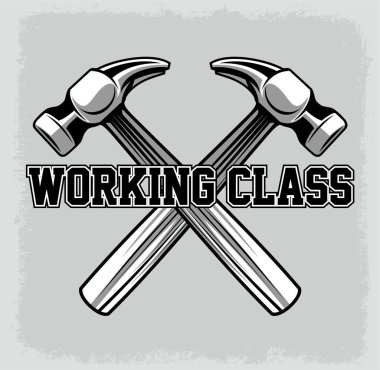 işçi sınıfı simge vektör veya çekiç çapraz