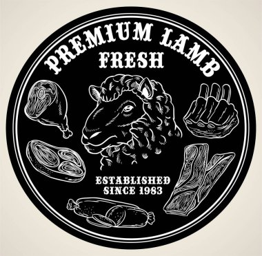 Sigorta primi kuzu veya izole siyah taze et ürün etiketi