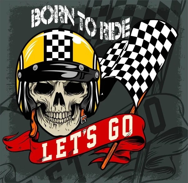 Kafatası ve bayrak ve şerit yarış Vintage