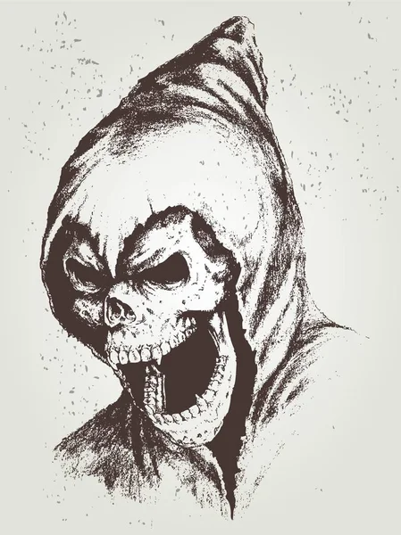 Doodle kafatası ile eski hoodie — Stok Vektör