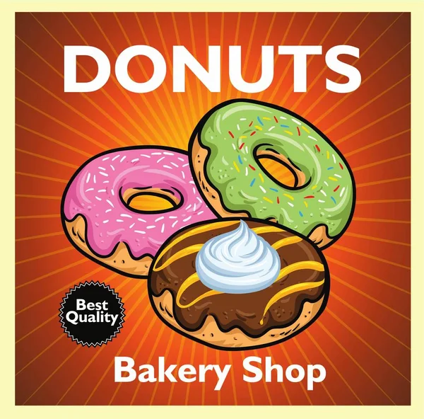 DONUT FLYER POSTER AND ILLUSTRATION VECTOR ISOLATED BACKGROUND for bakery shop and website display — Stock Vector