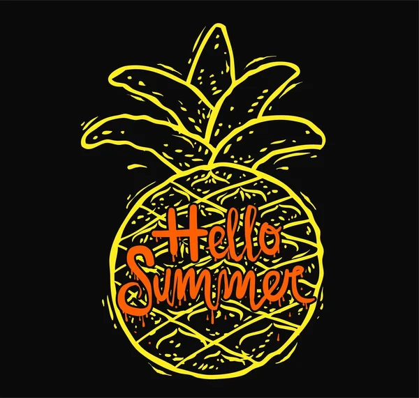 Pineapple Cute Print Summer Themed Illustration Vector — Stock Vector