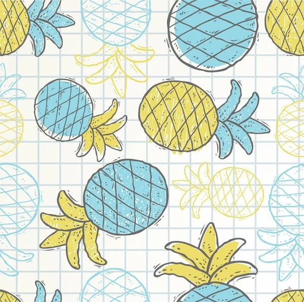 Doodle Pineapple Pattern Vector 免版税图库矢量图片