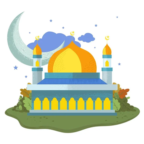 Lindo Doodle Mezquita Aislado Vector — Archivo Imágenes Vectoriales