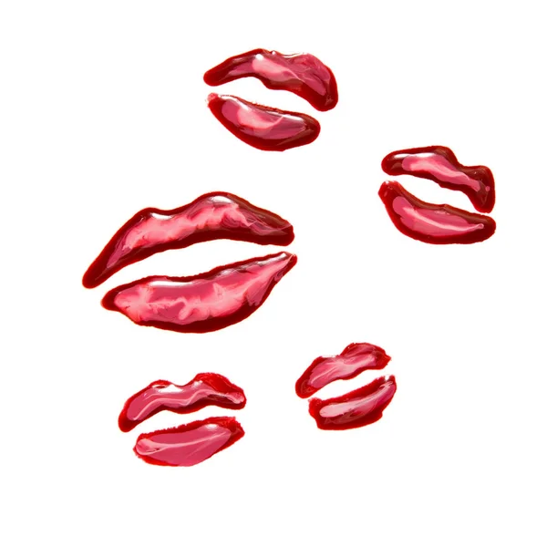 Lábios vermelhos bonitos isolados em branco — Fotografia de Stock
