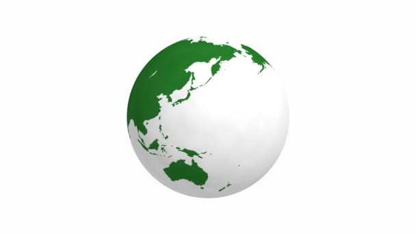 Animación giratoria de tierra verde con fondo blanco — Vídeo de stock