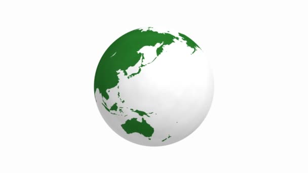 Rotation animation de la terre verte avec fond blanc 