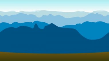 Çizgi film araba dağların yakınında. Yol alanı ile akşam için nesne, metin veya logo animasyon.