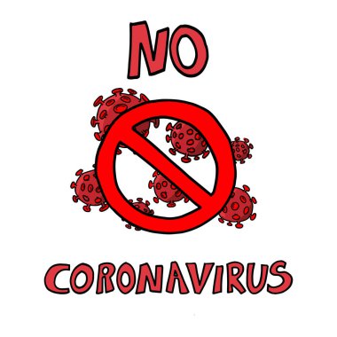 COVID-19, MERS-Cov, Roman Coronavirus 2019-nCoV, Soyut virüs türü modeli Novel Coronavirus 2019-nCoV ile savaşmak için favori viral ilaç kırmızı STOP işareti ile çizilmiştir.