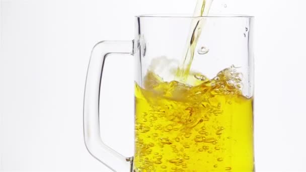Light Beer is Poured into a Beer Mug — Stock Video