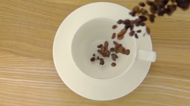 Bütün kahve çekirdekleri fincan içine düşen.