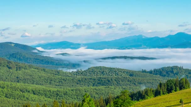 Misty Sabah Arka Planda Bulutlar Ile Dağlarda Timelapse — Stok video