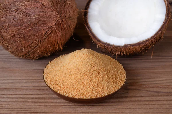 Органический кокосовой сахар, здоровая альтернатива — стоковое фото