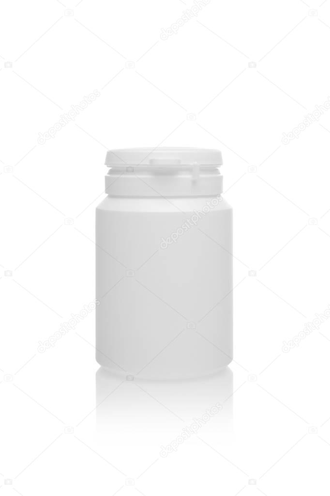 medicine plastic bottle isolated on white, mockup