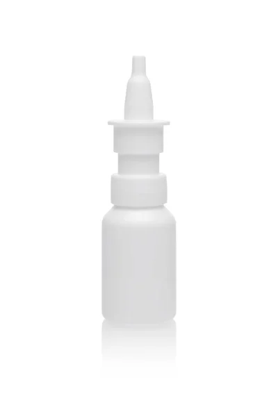 Пляшка ліків назальний спрей ізольовано на білому — стокове фото