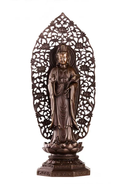 Figura lui Bodhisattva Guan Yin pe fundal alb — Fotografie, imagine de stoc