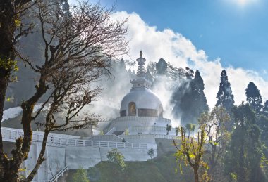 Japanese white peace-pagoda in Darjeeling. clipart