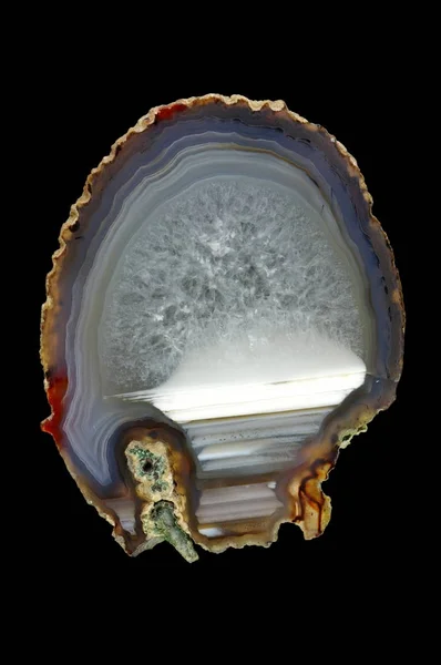 A cross section of the agate stone.