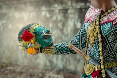 Kumbhakarna and Hanuman Art culture Thailand Dancing in masked  clipart