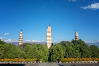 Dali eski kasabası Yunnan Çin, Chong Sheng Tapınağının üç pagoda 'sı