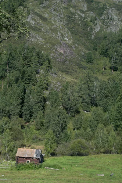 Хижина в горах Алтая — стоковое фото
