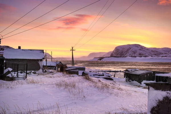 Teriberka Siedlung, Gebiet Murmansk, Russland — Stockfoto