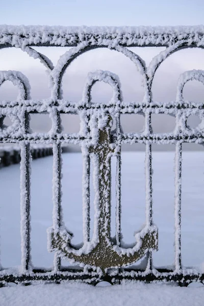 Fence in trade port in Murmansk, Kola Peninsula, Russia