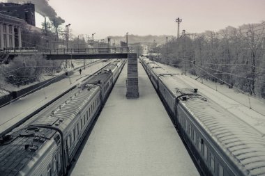Tren istasyonunda Murmansk, Kola Yarımadası, Rusya Federasyonu