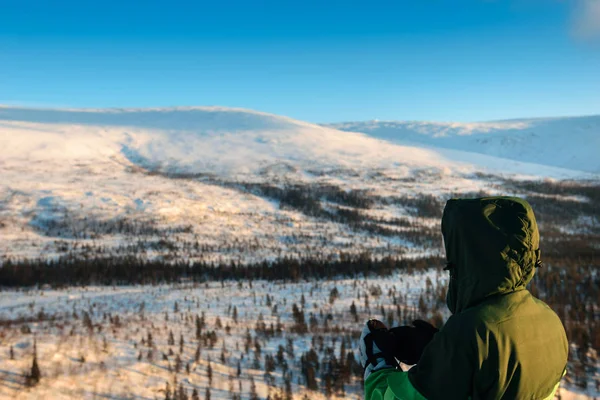 Tourist in Russian Lapland, Kola Peninsula