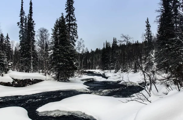 Paesaggio invernale in Lapponia Russa, penisola di Kola — Foto Stock