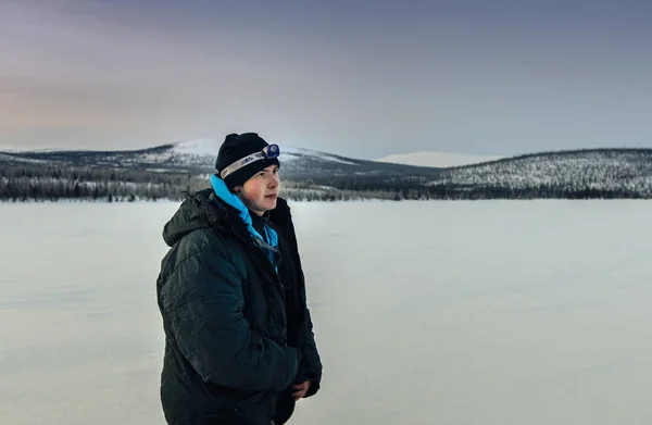 Tourist in Russian Lapland, Kola Peninsula