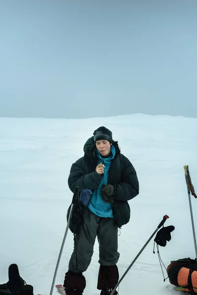 Tourist in Russian Lapland, Kola Peninsula