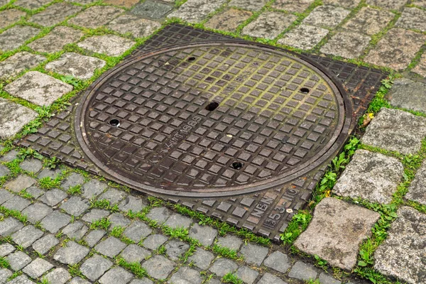 stock image Sewer manhole in Ostend, Belgium