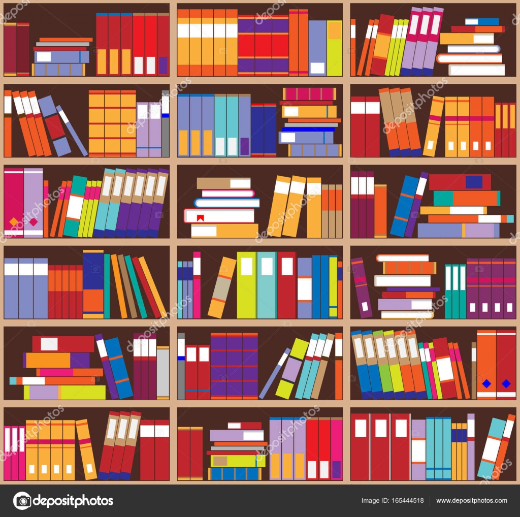 Bookshelf background Shelves full of colorful books Home 