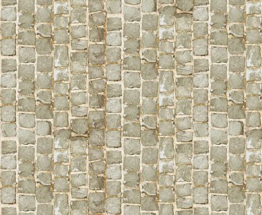 Taş kaldırım dokusu. Granit kaldırım taşlı zemin. Eski kaldırım kaldırımının soyut arkaplanı. Kusursuz bir doku. Her tarafı mükemmel döşenmiş.