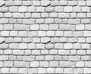 Yüksek çözünürlükte sorunsuz yeni doku eski sıva lekeli. Soyut ışık gri ve yaşlı boya beyaz tuğla duvar arka planda kırsal Oda, eski paslı blok taş teknoloji yıpranmış.