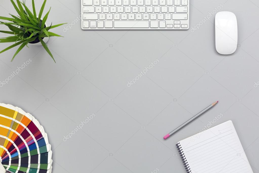 Designer Working Place on grey Table Business and Lifestyle Items