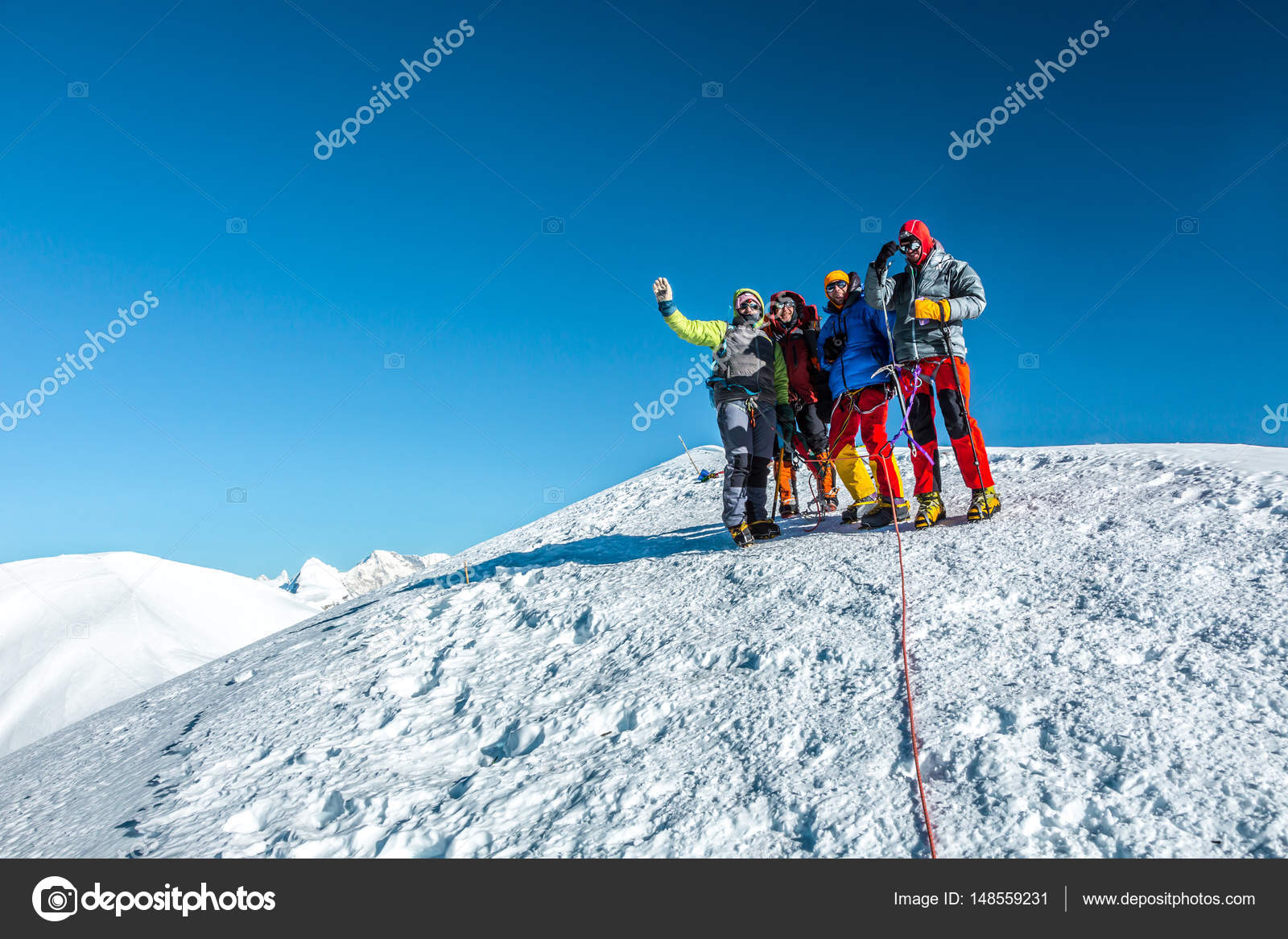 Climbers in warm high altitude jackets — Stock Photo © AlexBrylov