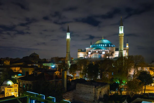 Sophia Cathedral illuminated with spotlights — Stock Photo, Image