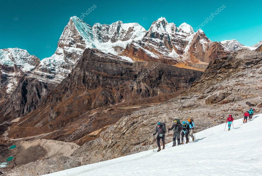 Mountain Climbers led by elder Guide 
