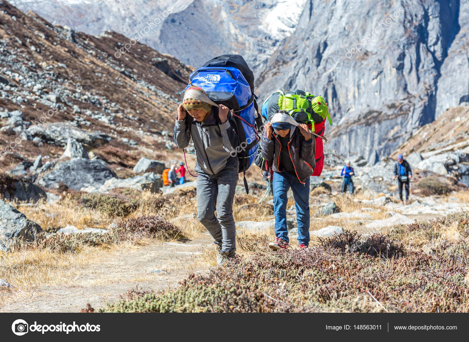 walking up the mountain.