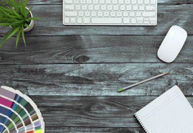 Ofis masaları ile bilgisayar klavye 